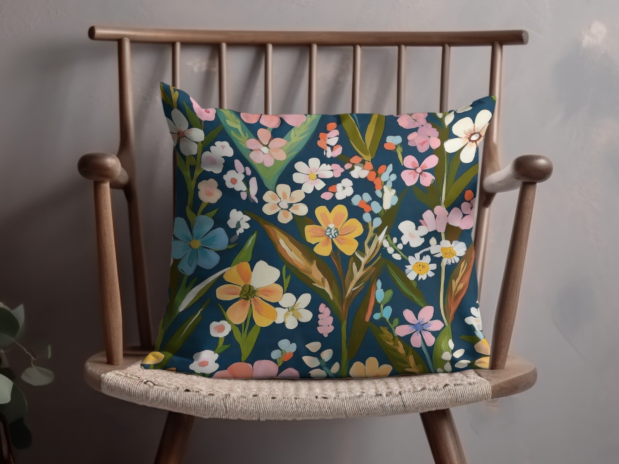 Colorful Floral Pattern Throw Pillow Home Decor