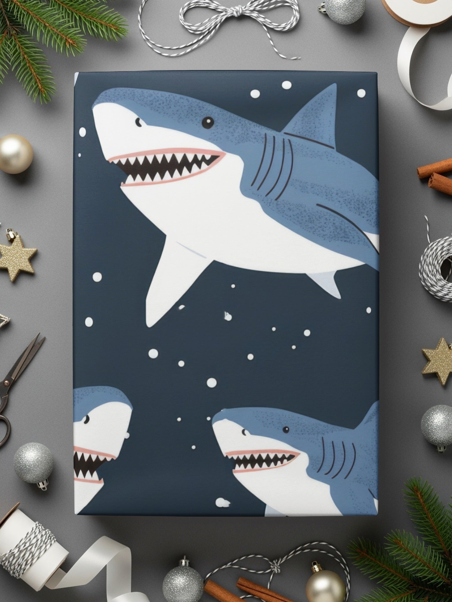 Shark Seamless Pattern Digital Paper, Cartoon Sharks Fabric Design, Under the Sea Background, Ocean Animals Print, Scrapbooking Digital - Moore and Mountain