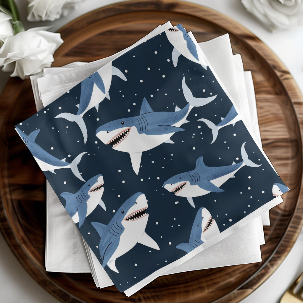 Shark Seamless Pattern Digital Paper, Cartoon Sharks Fabric Design, Under the Sea Background, Ocean Animals Print, Scrapbooking Digital - Moore and Mountain
