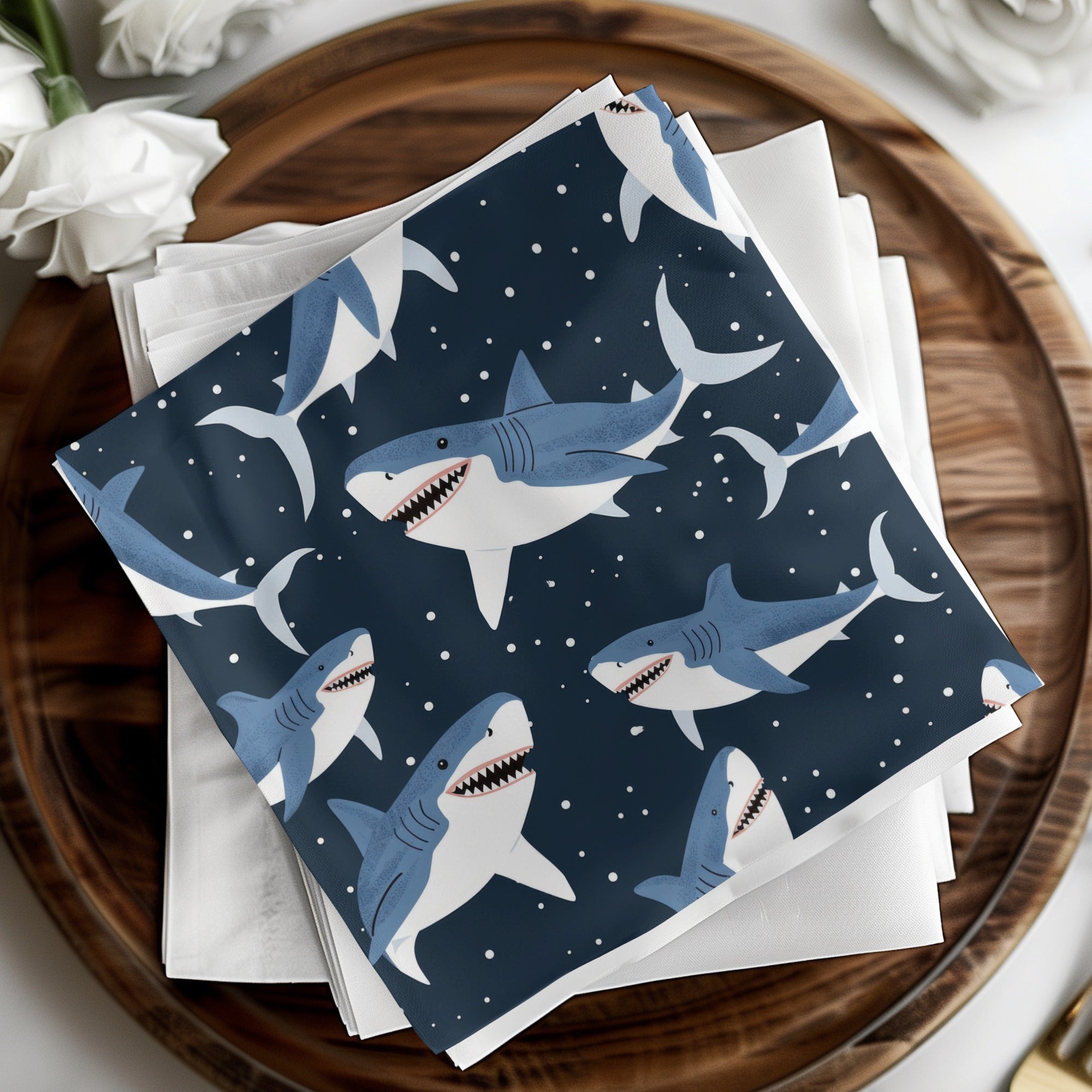 Shark Seamless Pattern Digital Paper, Cartoon Sharks Fabric Design, Under the Sea Background, Ocean Animals Print, Scrapbooking Digital - Moore and Mountain