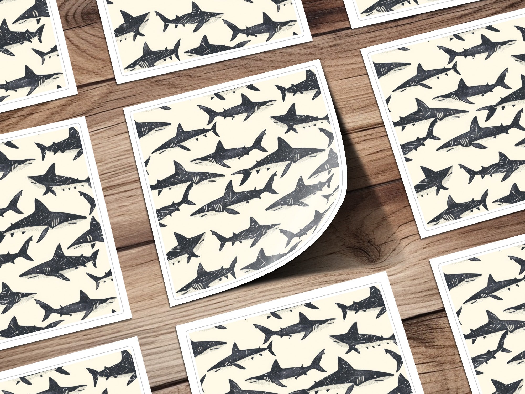 Shark Seamless Pattern, Ocean Animal Digital Paper, Dark Sharks Print, Nautical Fabric Design, Commercial Use Digital Download - Moore and Mountain