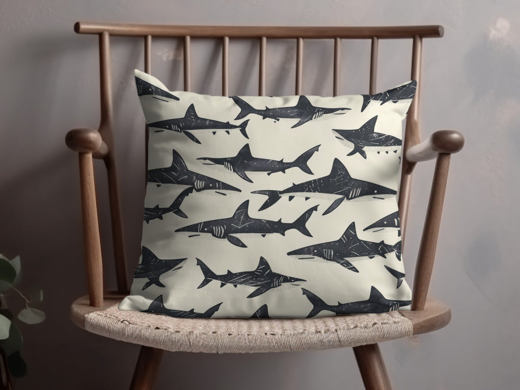 Shark Seamless Pattern, Ocean Animal Digital Paper, Dark Sharks Print, Nautical Fabric Design, Commercial Use Digital Download - Moore and Mountain