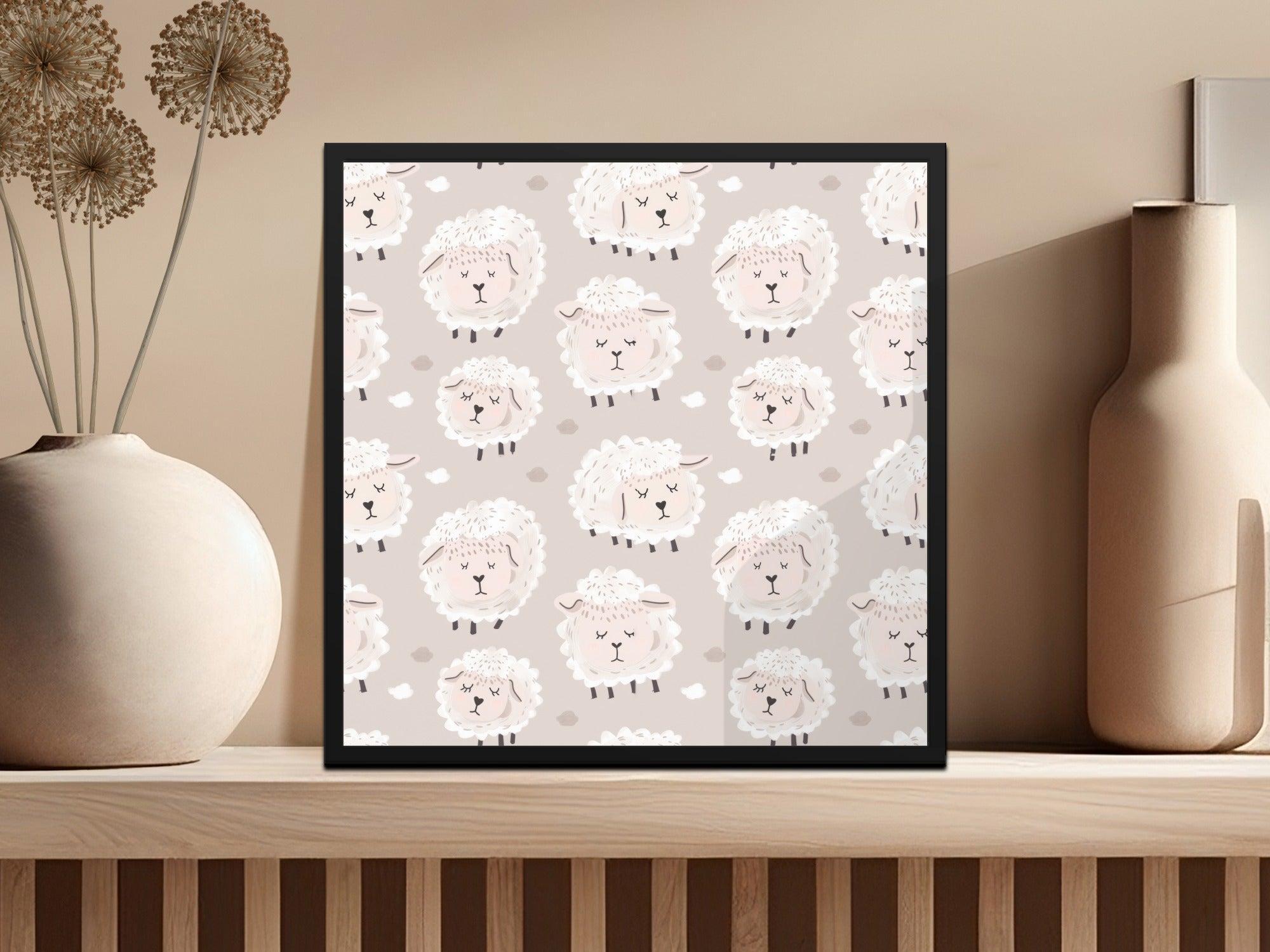 Sheep Seamless Pattern Digital, Lamb Repeat Pattern, Cute Nursery Art Print, Animal Clipart, Baby Shower Decor, Fabric Design Digital - Moore and Mountain