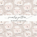 Sheep Seamless Pattern Digital, Lamb Repeat Pattern, Cute Nursery Art Print, Animal Clipart, Baby Shower Decor, Fabric Design Digital - Moore and Mountain