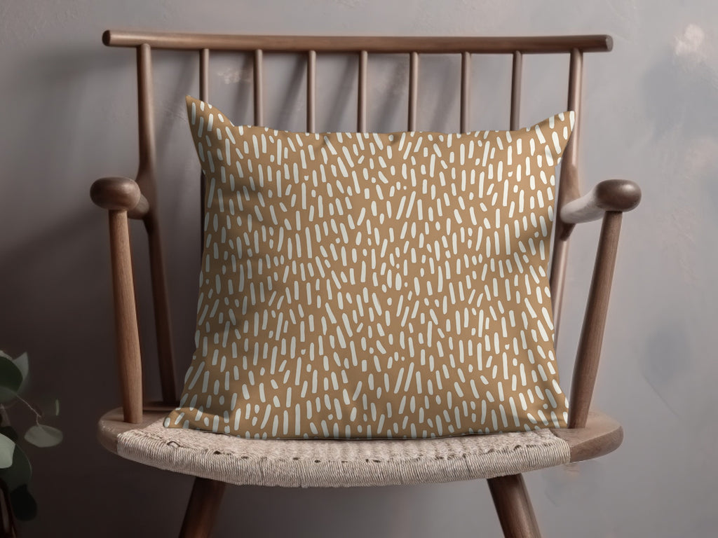 Beige Patterned Pillow with Unique Dash Design Pillow