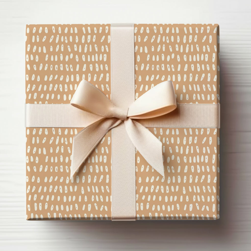 Elegant Beige Polka Dot Gift Wrap with White Ribbon