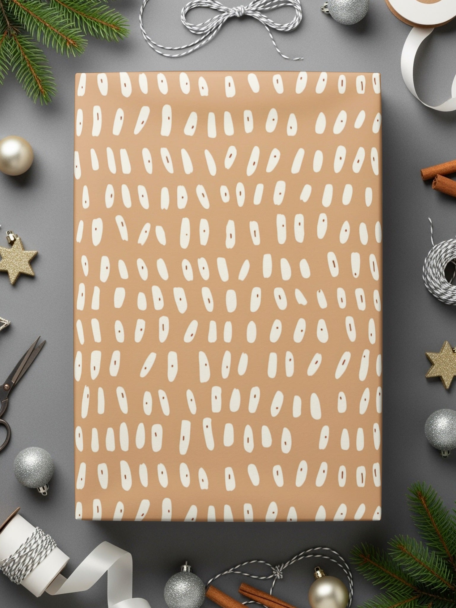 Festive Neutral Abstract Pattern Gift Wrapping Paper