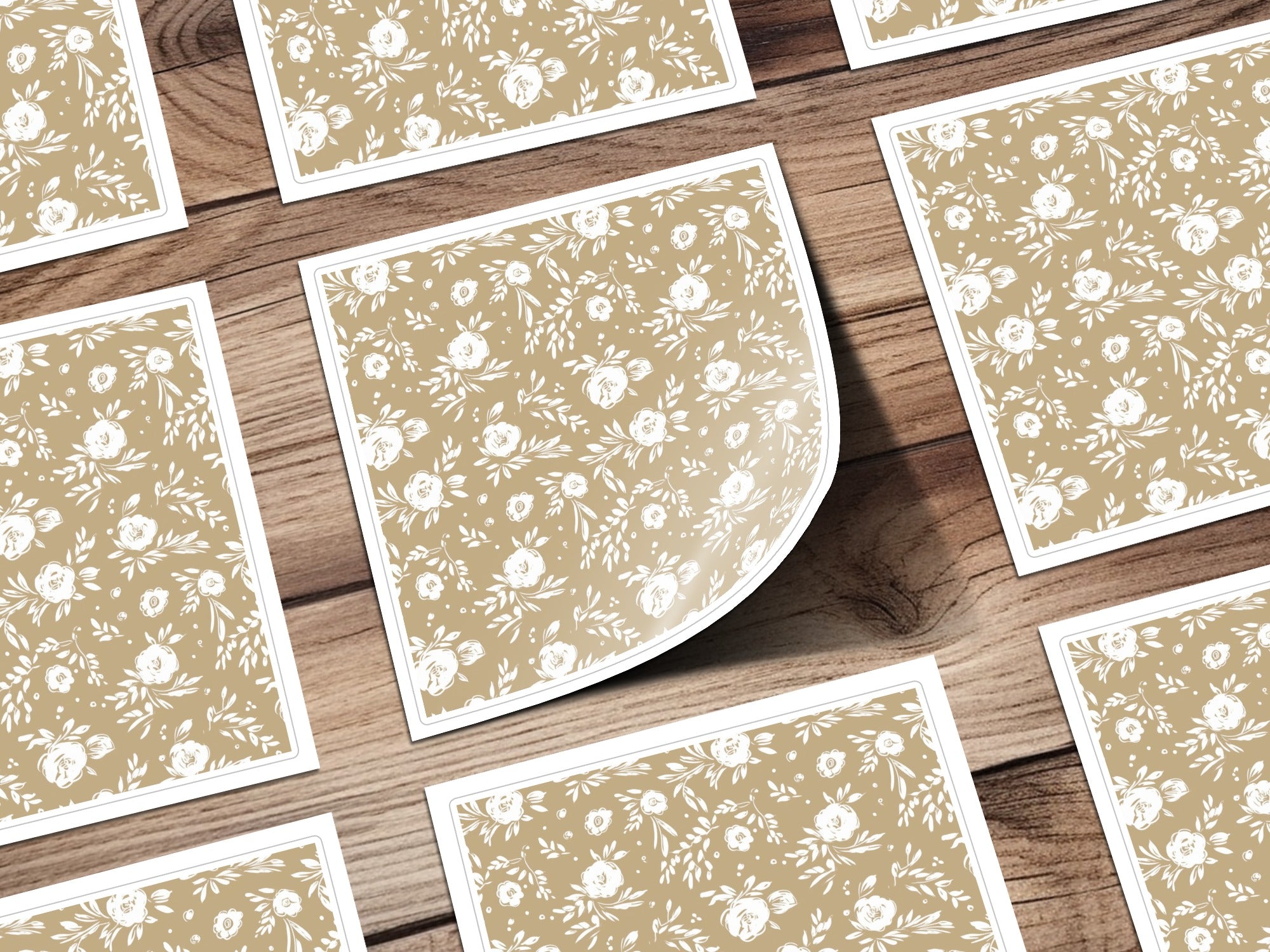 Vintage Floral Pattern on Beige Background Paper Product