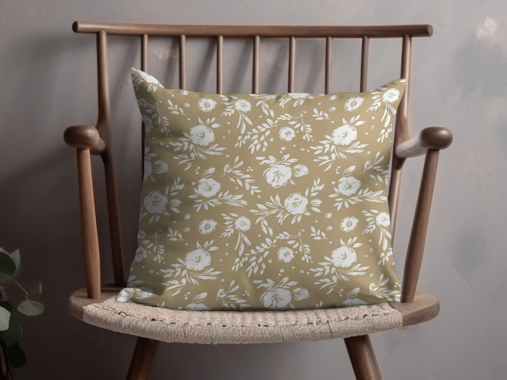 Floral Pattern Beige Throw Pillow for a Cozy Home Decor