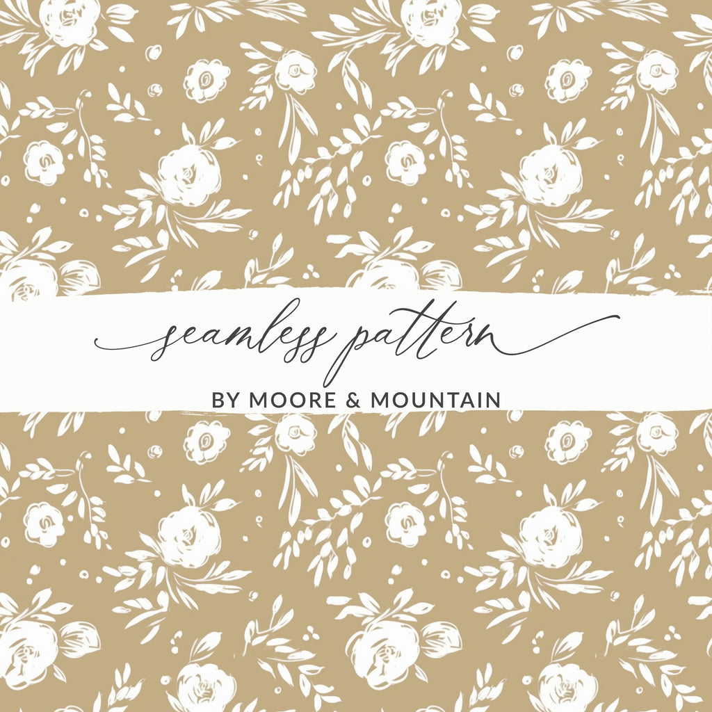 Elegant White Floral Seamless Pattern by Moore & Mountain