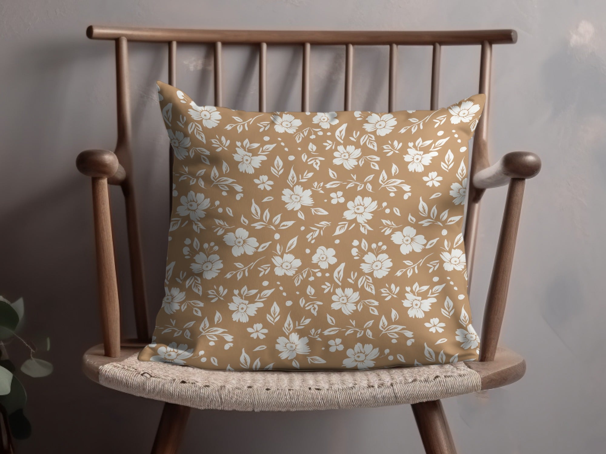 Floral Pattern Beige Decorative Cushion for Home Decor