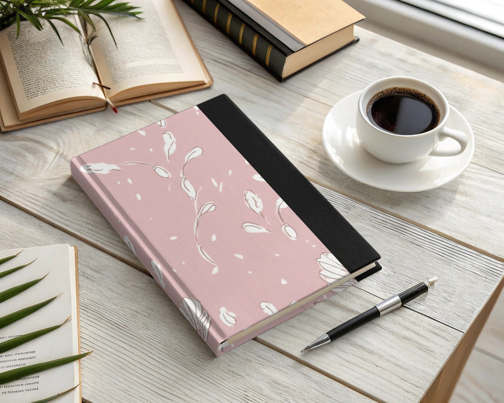 Simple Muted Pink Line Art Floral Background Pattern, Mauve Pink Flowers - Moore and Mountain