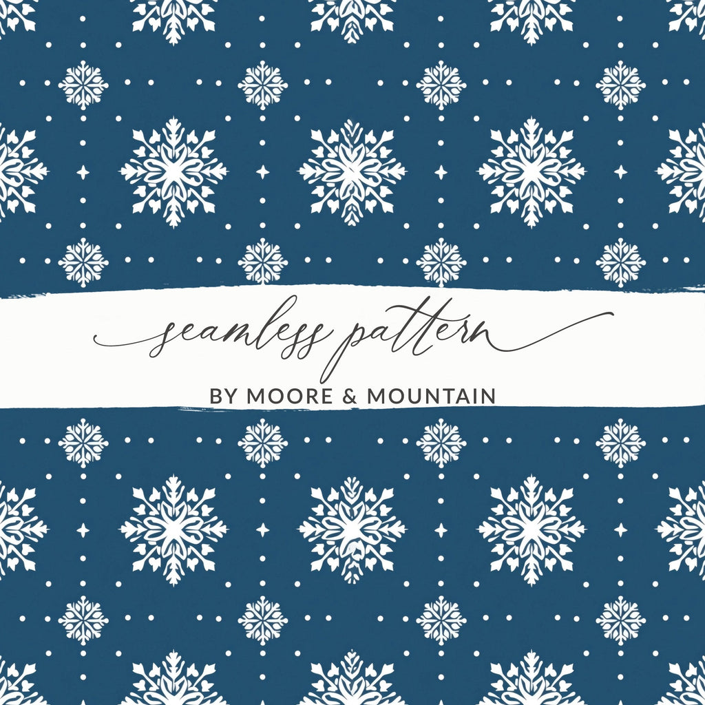 Snowflake Seamless Pattern, Christmas Digital Paper, Winter Festive Design, Holiday Background, Printable Texture, Commercial Use Digital - Moore and Mountain
