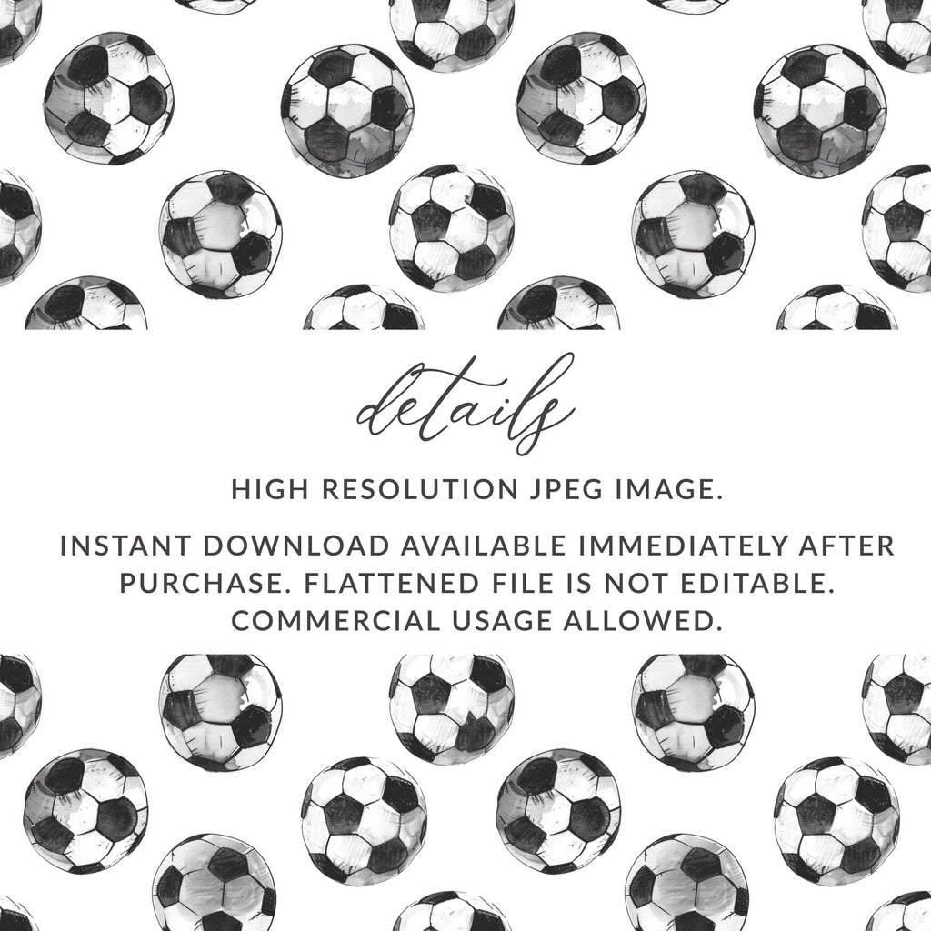 Soccer Ball Seamless Pattern, Digital Paper, Sports Fabric Design, Printable Background, Football Texture, Digital Download - Moore and Mountain
