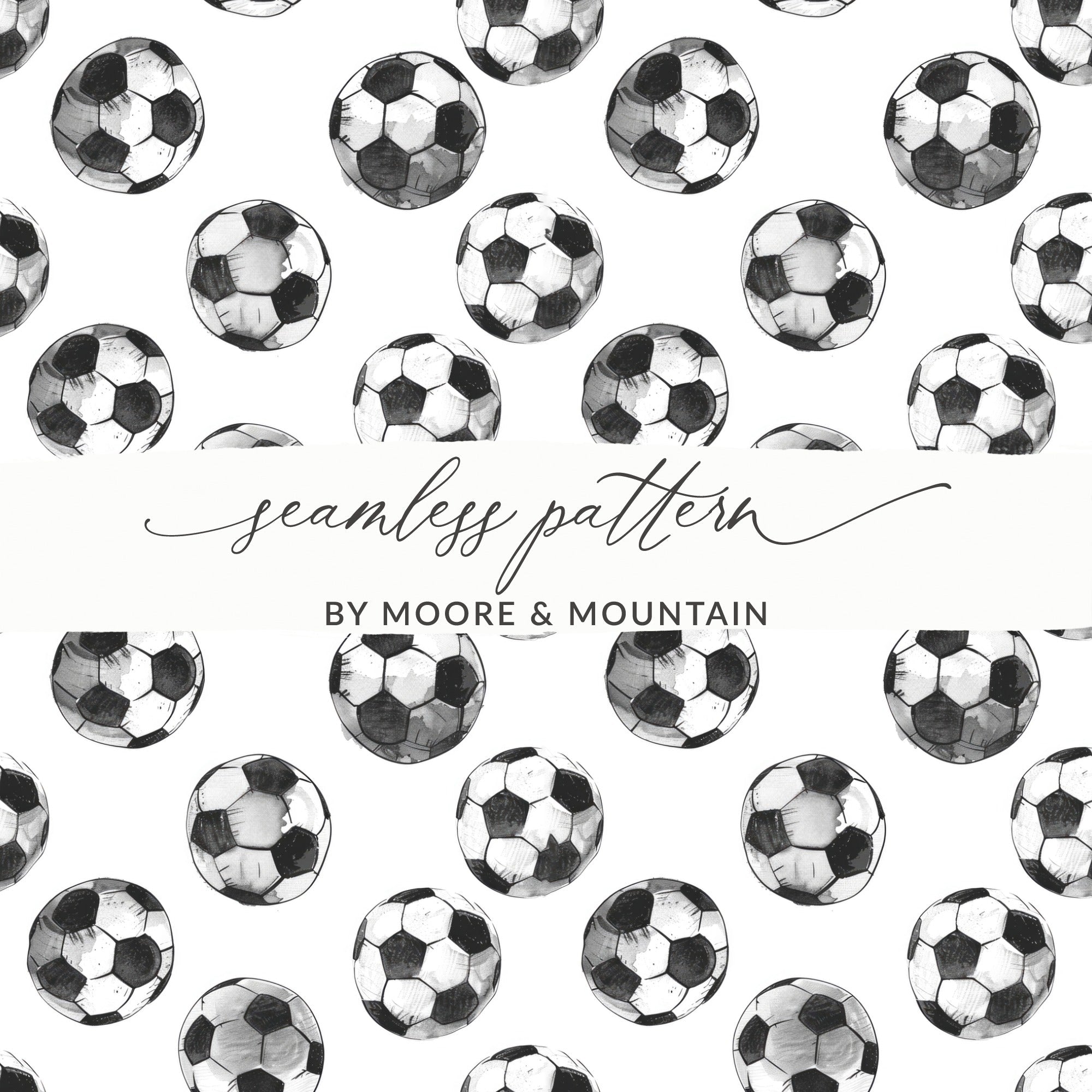 Soccer Ball Seamless Pattern, Digital Paper, Sports Fabric Design, Printable Background, Football Texture, Digital Download - Moore and Mountain
