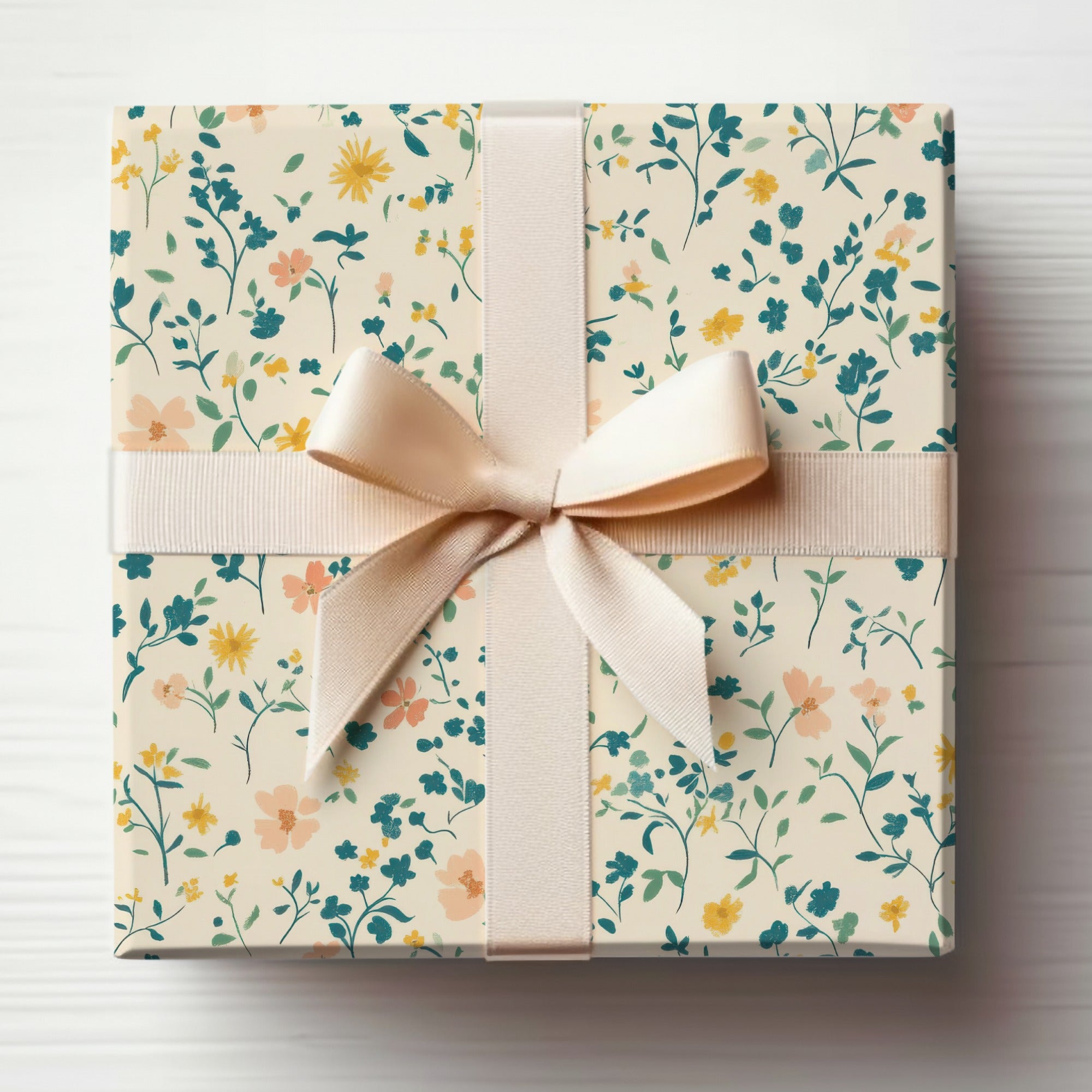 Elegant Floral Patterned Gift Box with Ribbon Decor
