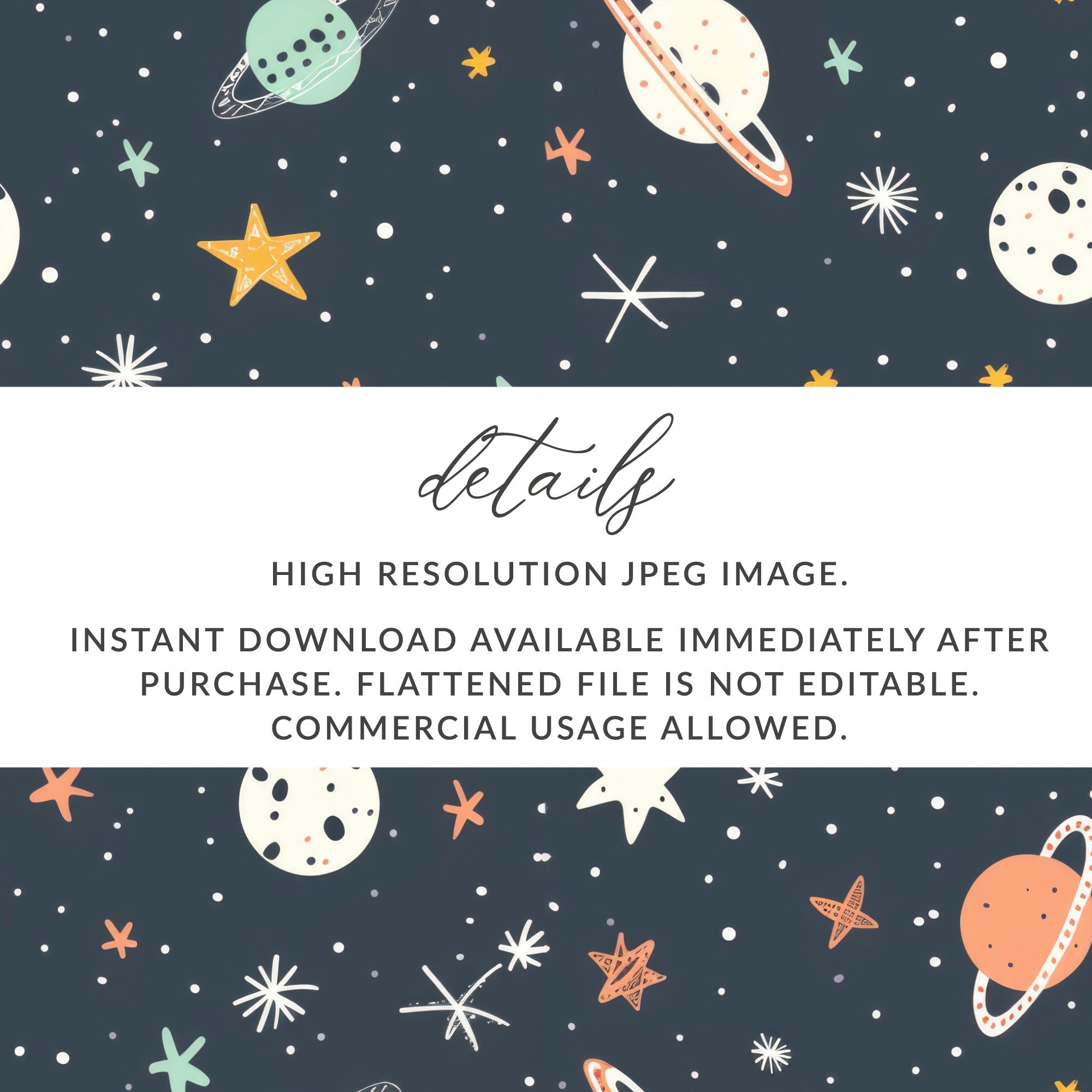 Space Digital Paper, Planets and Stars Pattern, Seamless Digital Print, Galaxy Celestial Design, Outer Space Scrapbook Paper, 12x12 JPEG - Moore and Mountain