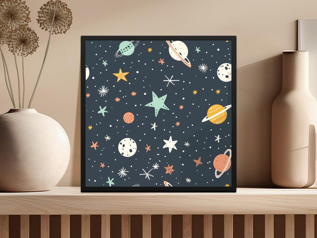 Space Digital Paper, Planets and Stars Pattern, Seamless Digital Print, Galaxy Celestial Design, Outer Space Scrapbook Paper, 12x12 JPEG - Moore and Mountain