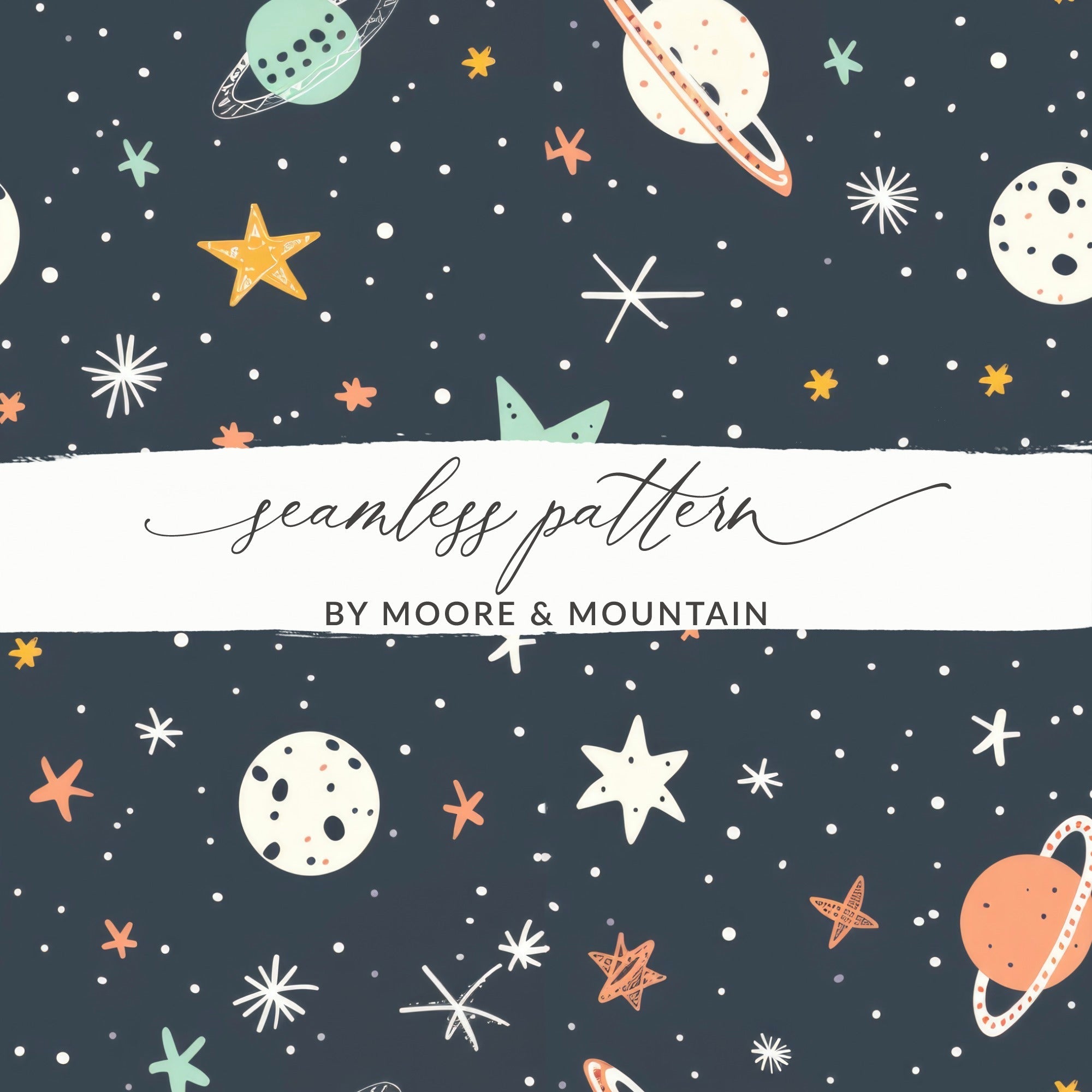 Space Digital Paper, Planets and Stars Pattern, Seamless Digital Print, Galaxy Celestial Design, Outer Space Scrapbook Paper, 12x12 JPEG - Moore and Mountain