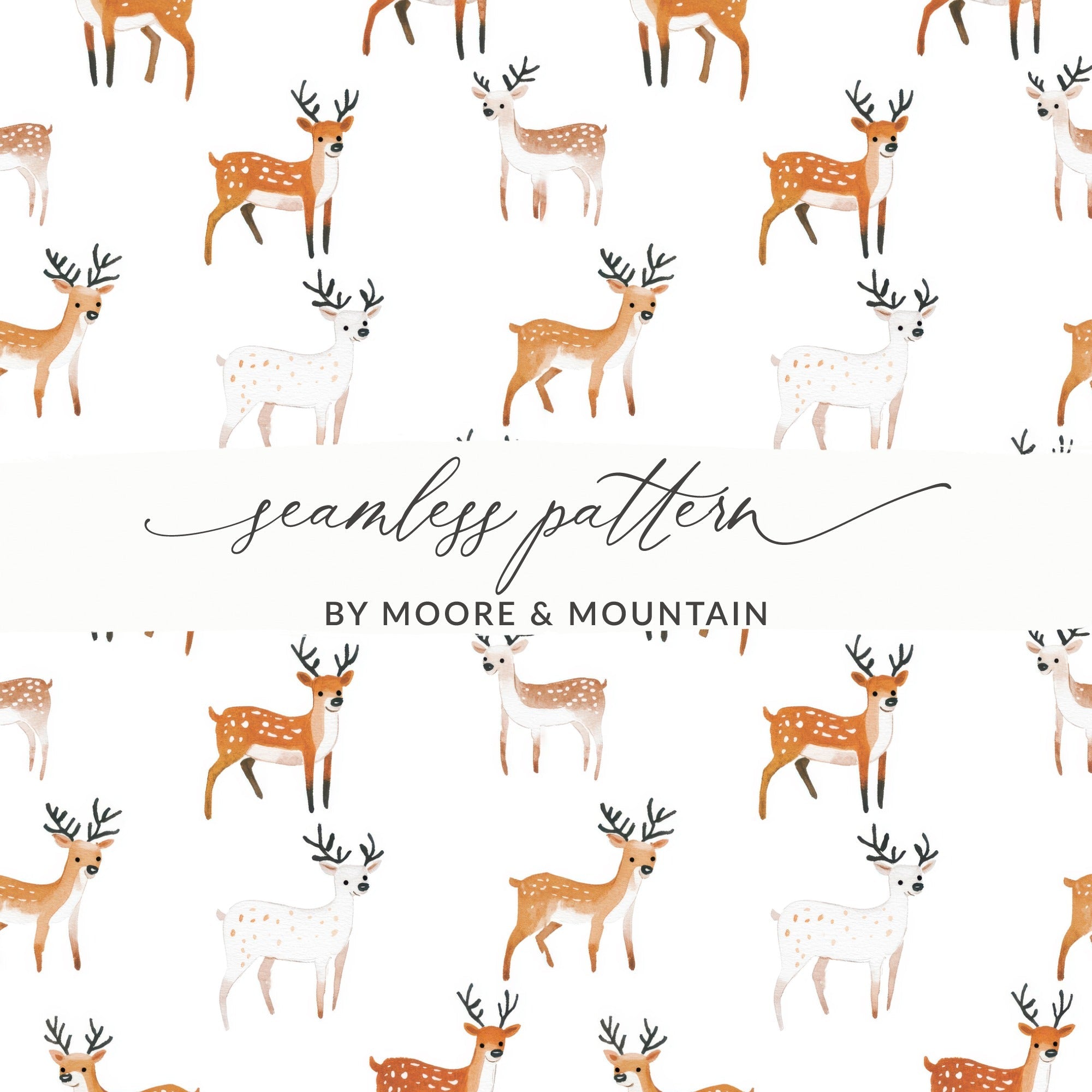 Spotted Deer Pattern Cute Animals Illustration Digital - Moore and Mountain