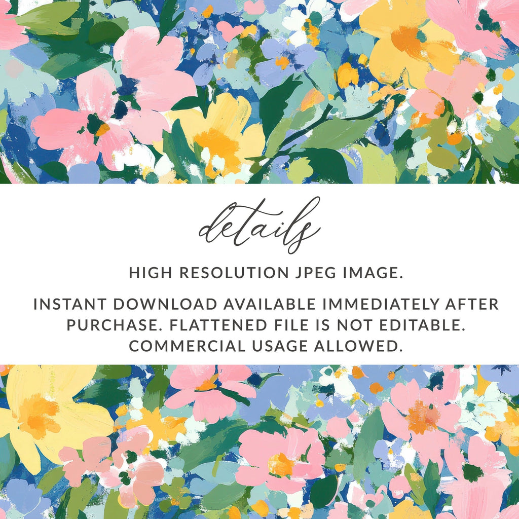 Spring Acrylic Floral Seamless Pattern, Pink Yellow Flowers Digital Paper, Painterly Bloom Texture, - Moore and Mountain