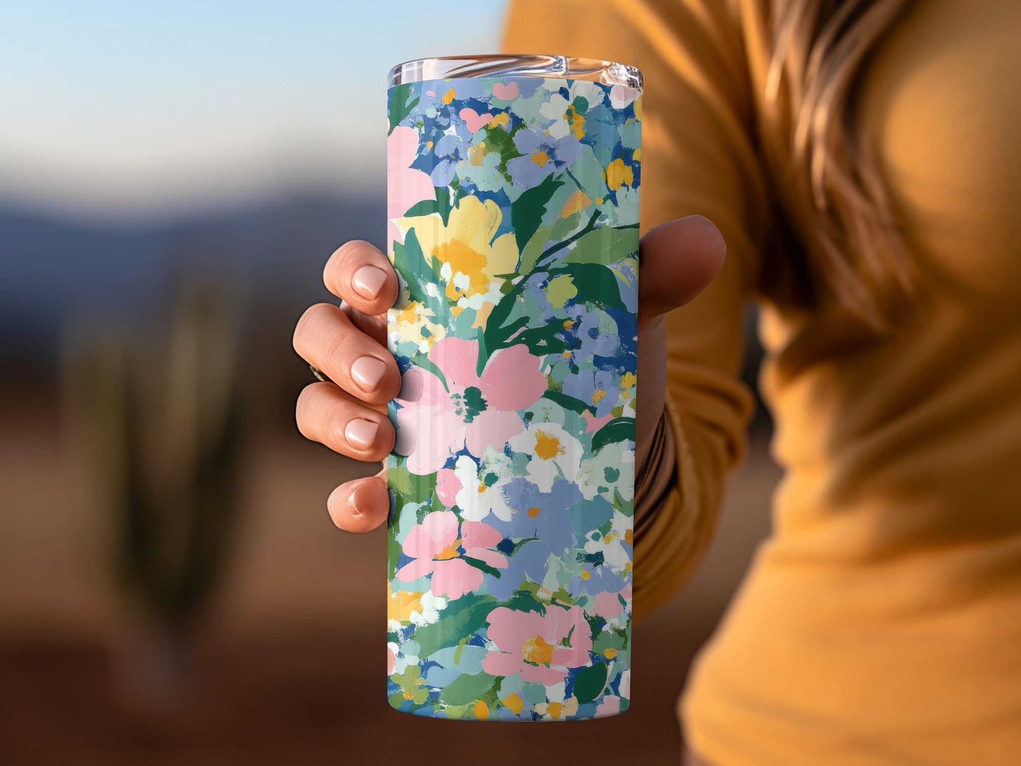 Spring Acrylic Floral Seamless Pattern, Pink Yellow Flowers Digital Paper, Painterly Bloom Texture, - Moore and Mountain