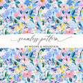 Spring Blue Bird Among Pastel Floral Abstract Pattern | Seamless Digital Image | Instant Download - Moore and Mountain