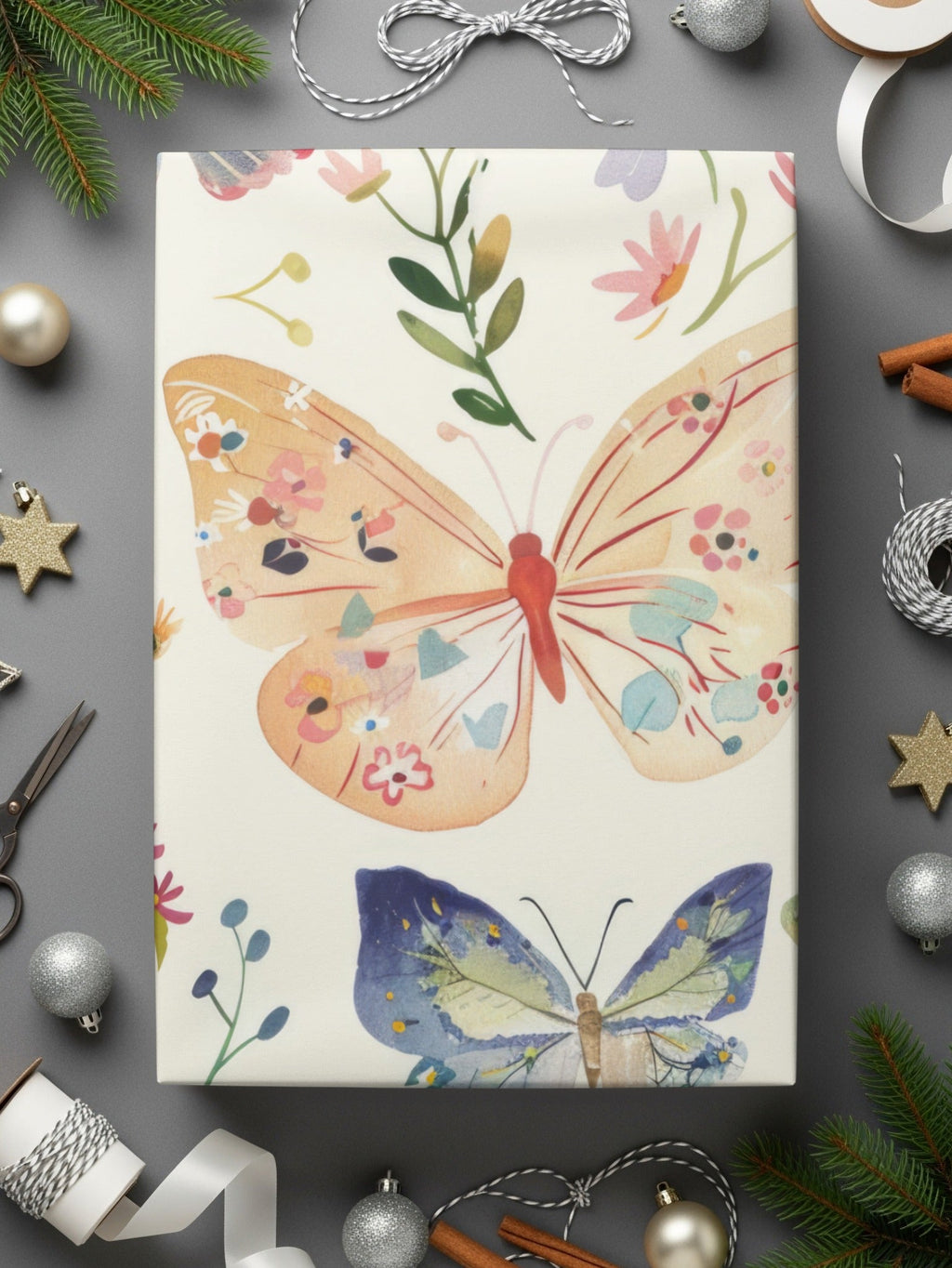 Spring Butterfly Digital Paper, Watercolor Seamless Pattern, Floral Digital Background, Spring Digital Paper Pack, Scrapbook Paper Digital - Moore and Mountain