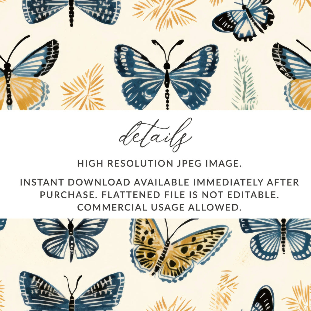 Spring Butterfly Pattern Digital Paper, Seamless Butterfly Background, Scrapbook Paper, Fabric Design, Downloadable Texture, Butterflies - Moore and Mountain