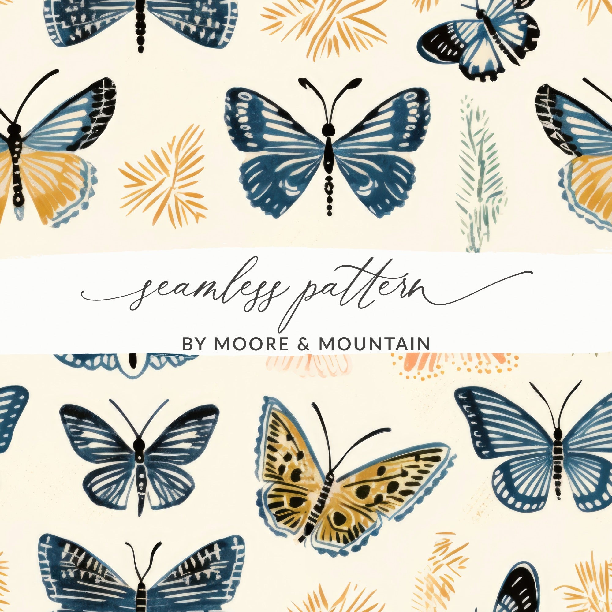 Spring Butterfly Pattern Digital Paper, Seamless Butterfly Background, Scrapbook Paper, Fabric Design, Downloadable Texture, Butterflies - Moore and Mountain