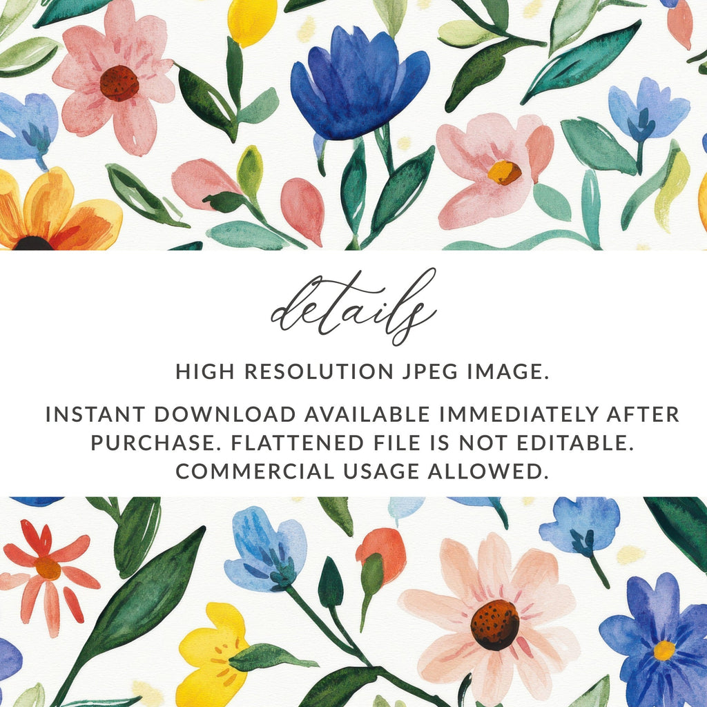 Spring Cute Watercolor Floral Field Seamless Pattern, Cute Painterly Summery Cutesy Floral - Moore and Mountain