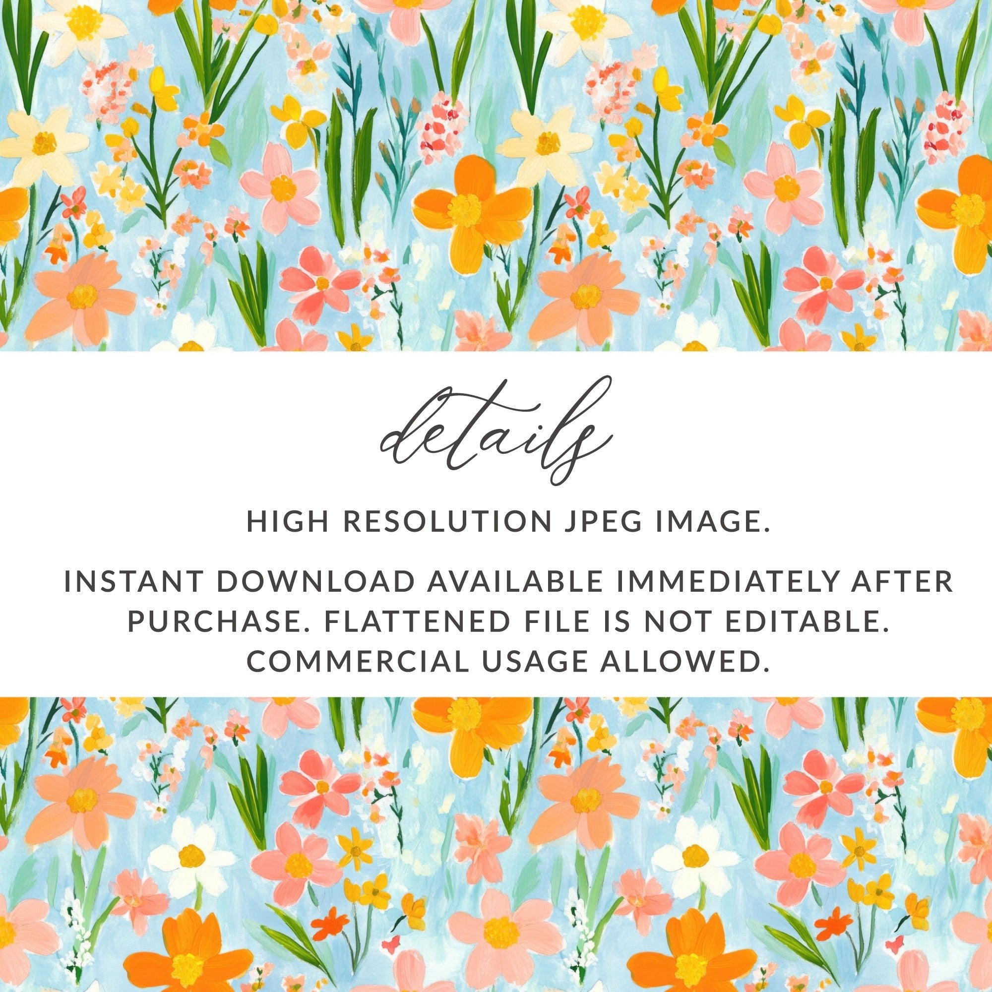 Spring Daffodil Seamless Floral Field With Colorful Spring Flowers Digital Art - Moore and Mountain