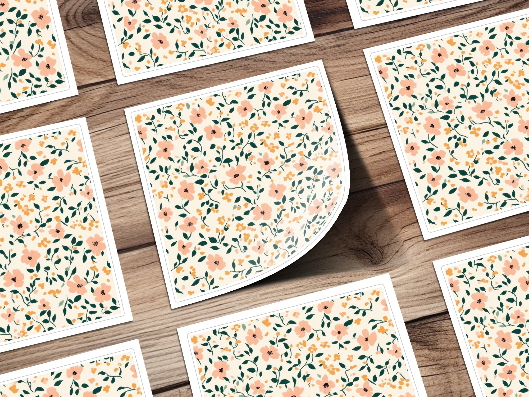 Floral Patterned Wrapping Paper Sheets Set of 10