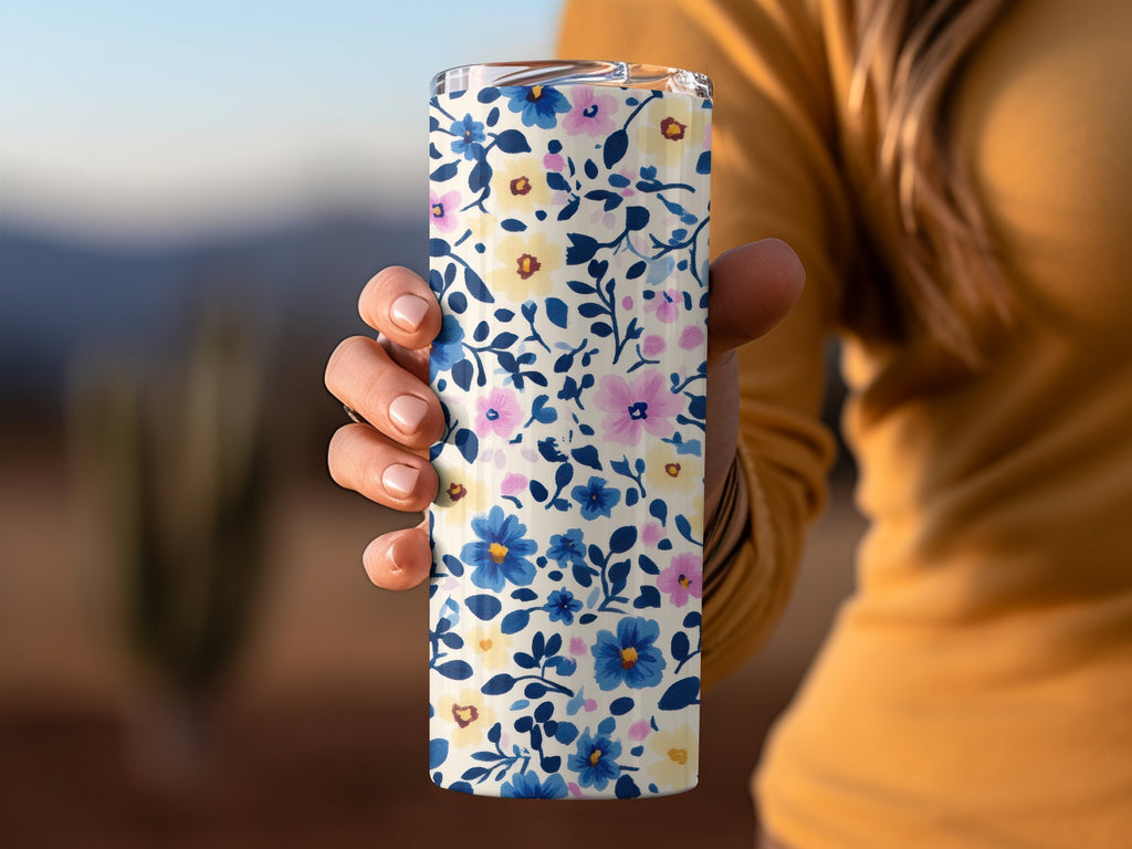 Floral Patterned Insulated Tumbler for Cold Drinks