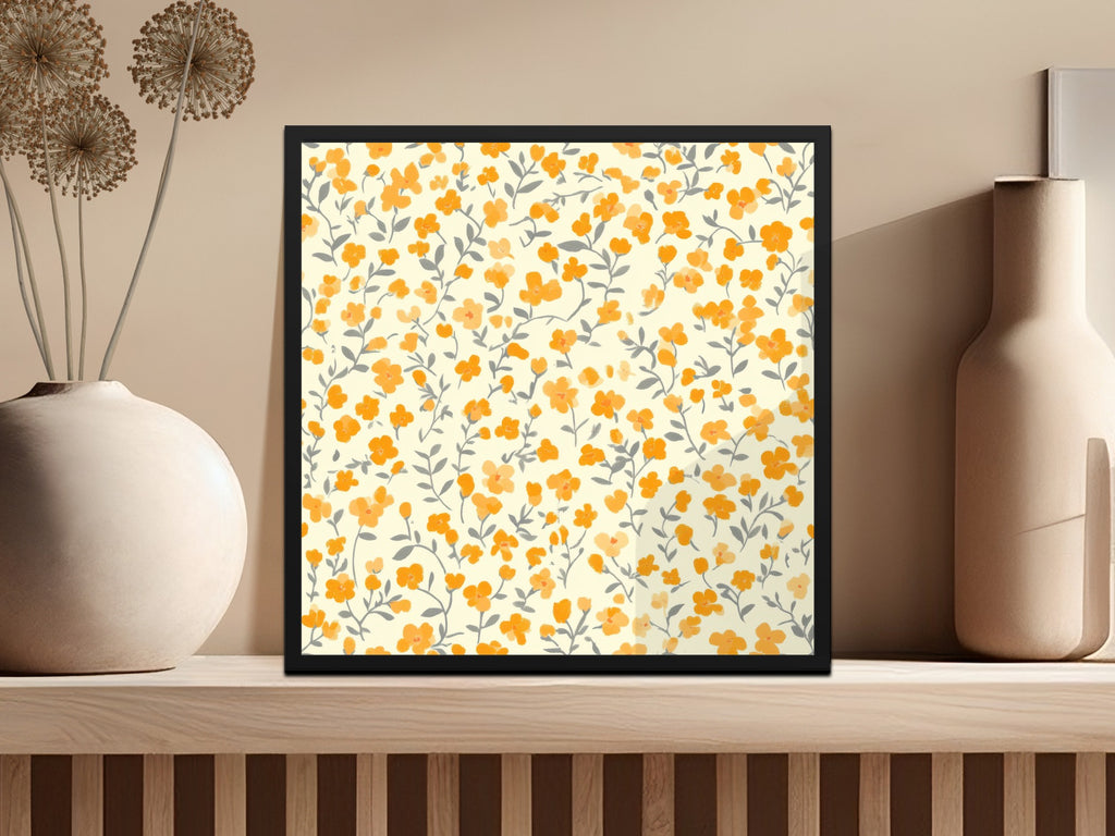 Vibrant Floral Art Print with Yellow Orange Flowers