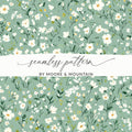 Floral Green and White Seamless Pattern Design