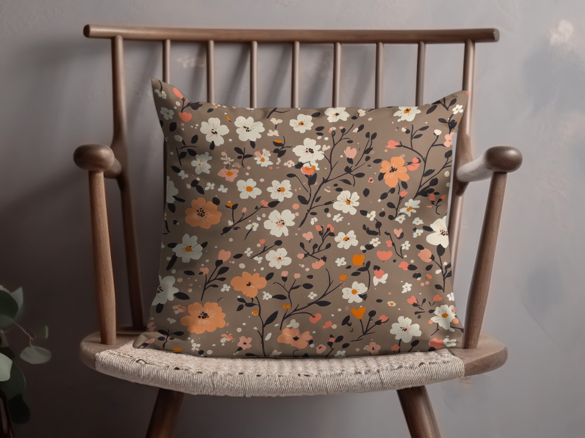 Elegant Floral Pattern Cushion Cover Decorative Pillow