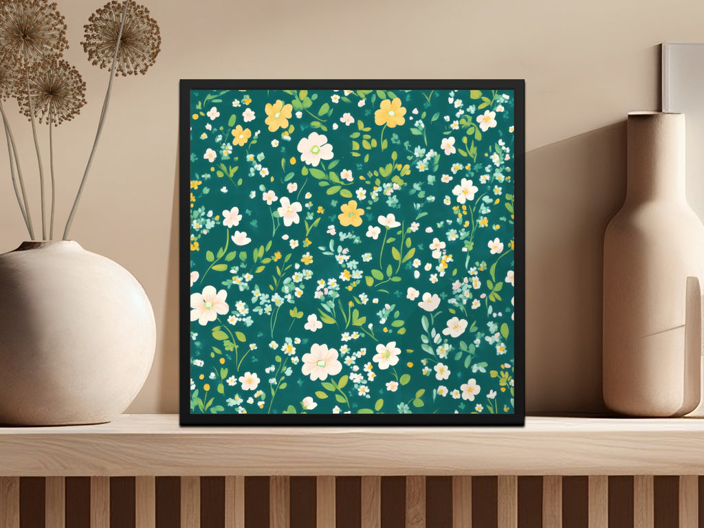 Vibrant Floral Pattern Artwork with Green Background Product