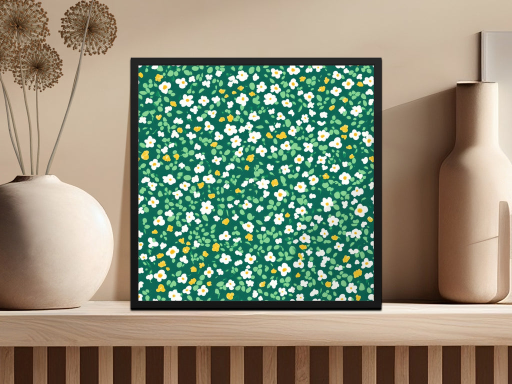 Vibrant Floral Green and White Art Print for Your Home Decor