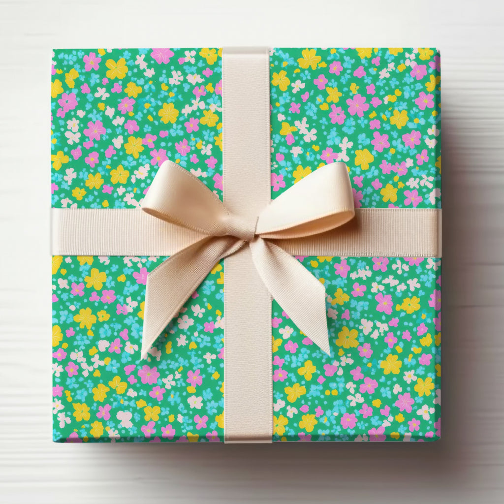 Colorful Floral Gift Wrap with Bow Present Box