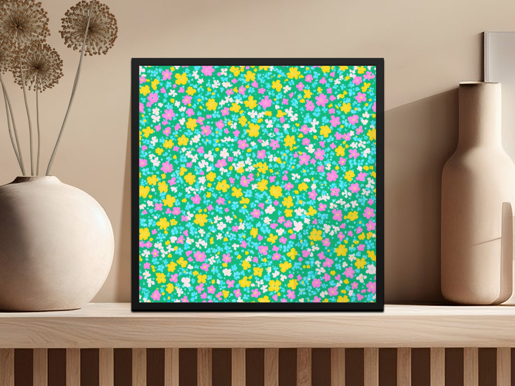 Vibrant Floral Pattern Wall Art Print for Home Decor
