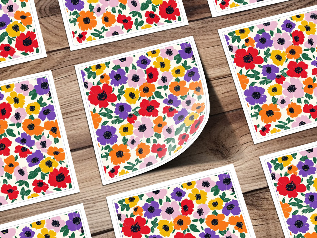Vibrant Multicolor Floral Pattern Illustration Print