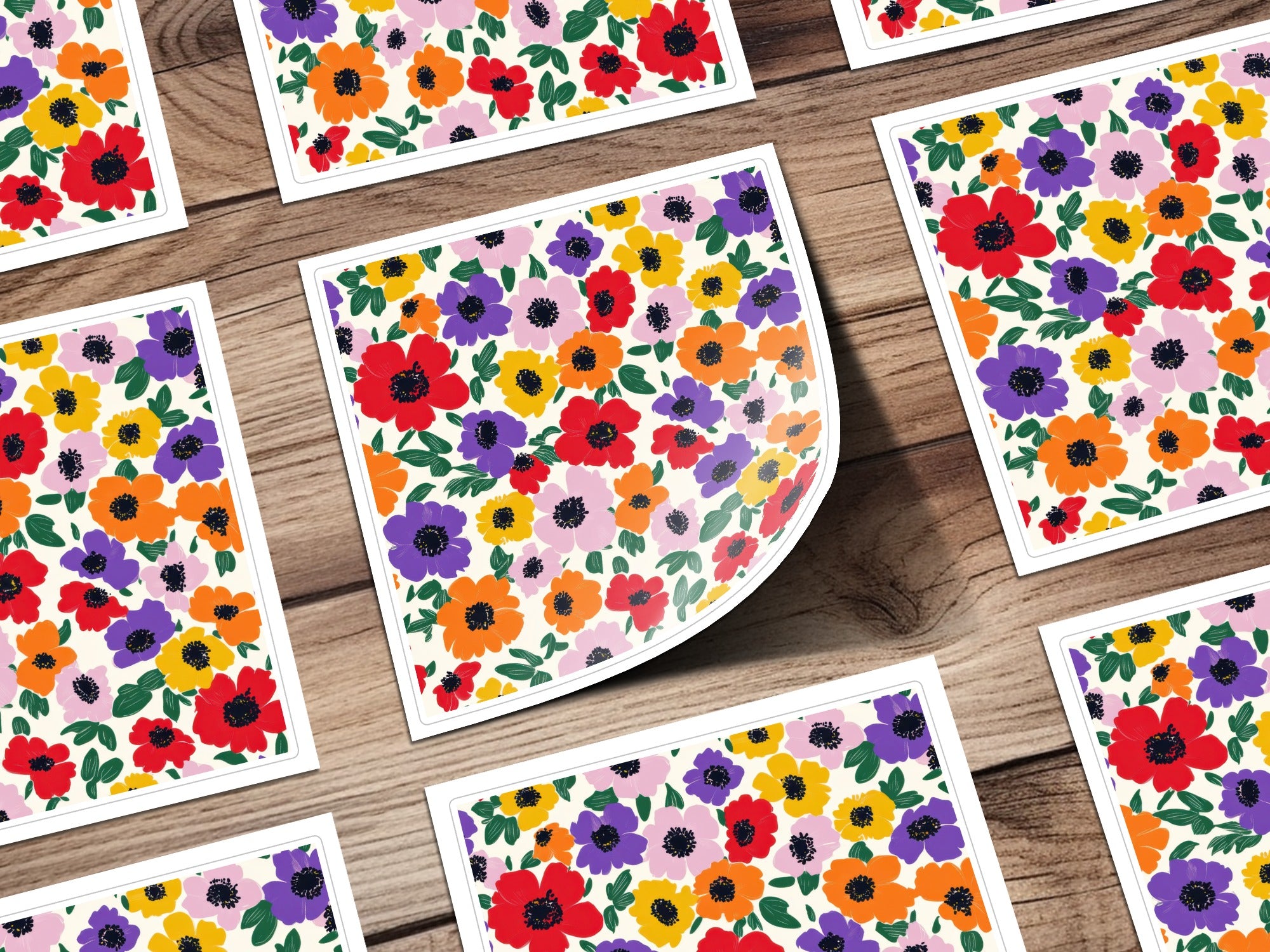 Vibrant Multicolor Floral Pattern Illustration Print