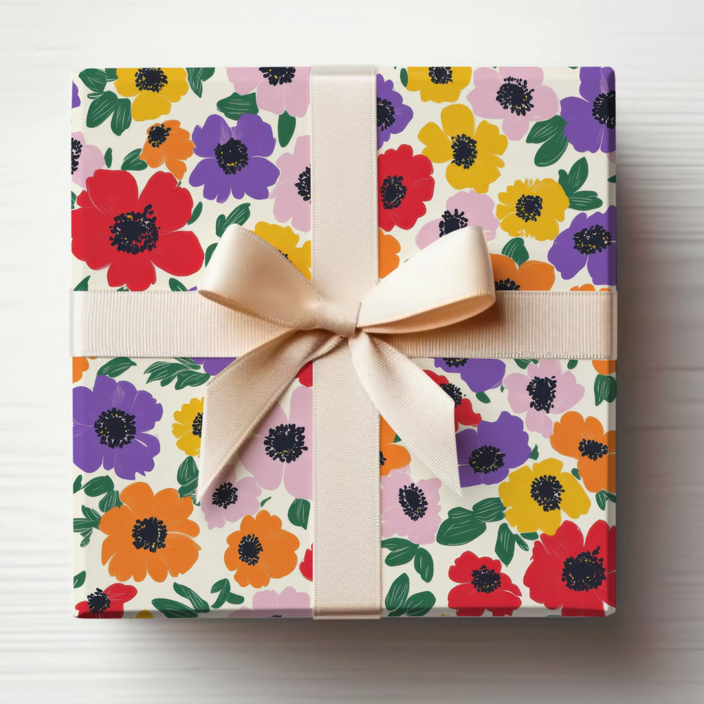 Colorful Floral Gift Wrap with Bow for Any Occasion