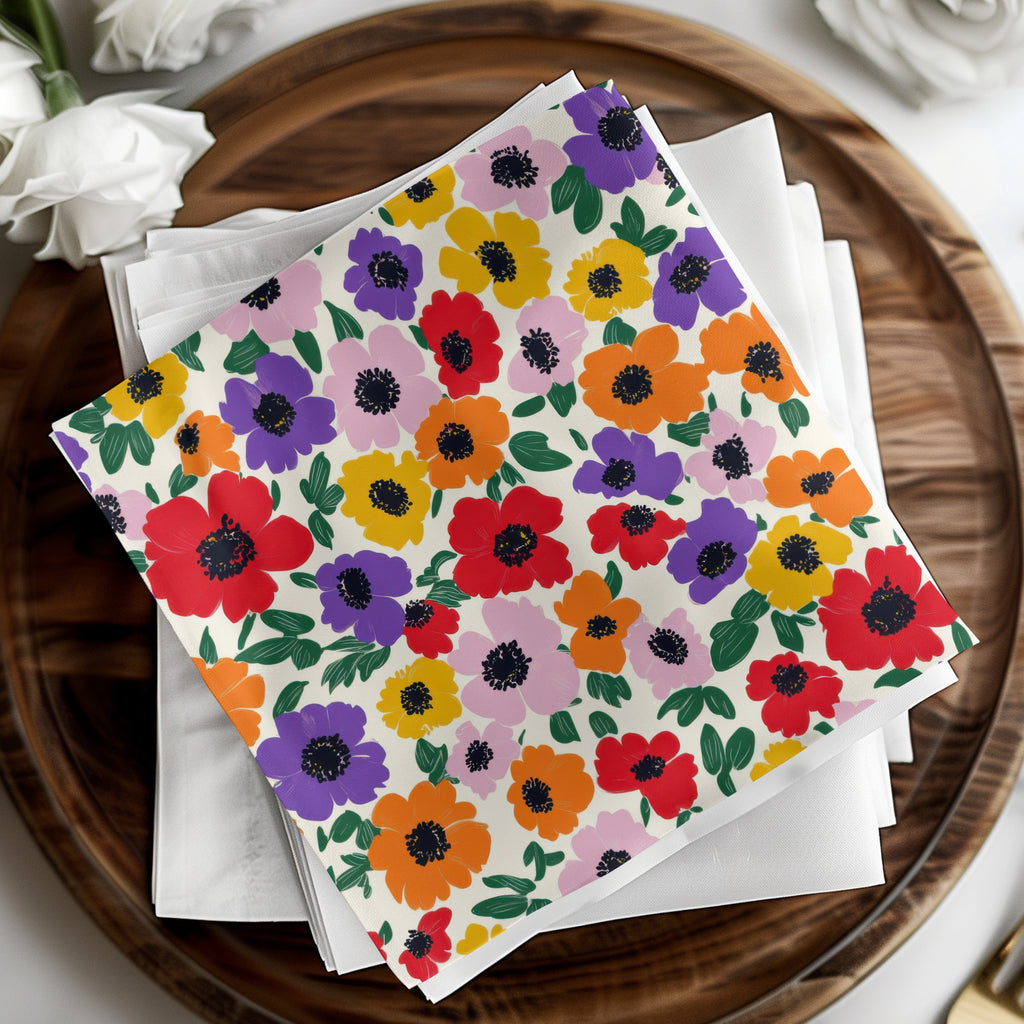 Vibrant Floral Pattern Napkin Set For Entertaining
