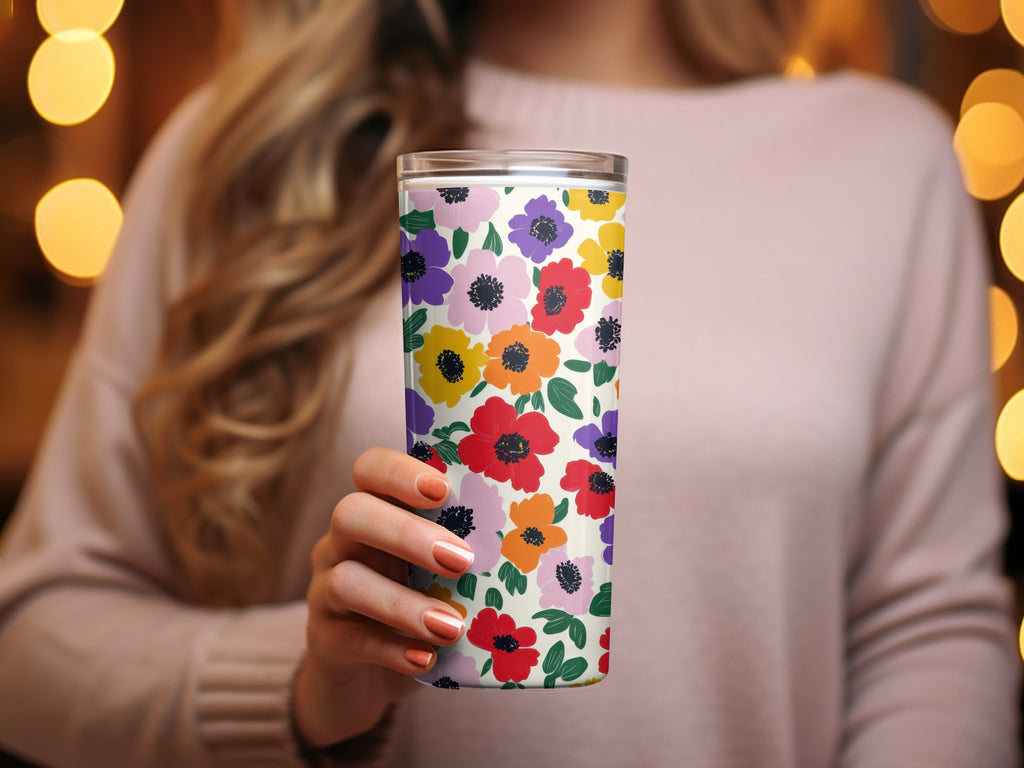 Colorful Floral Pattern Insulated Tumbler Cup