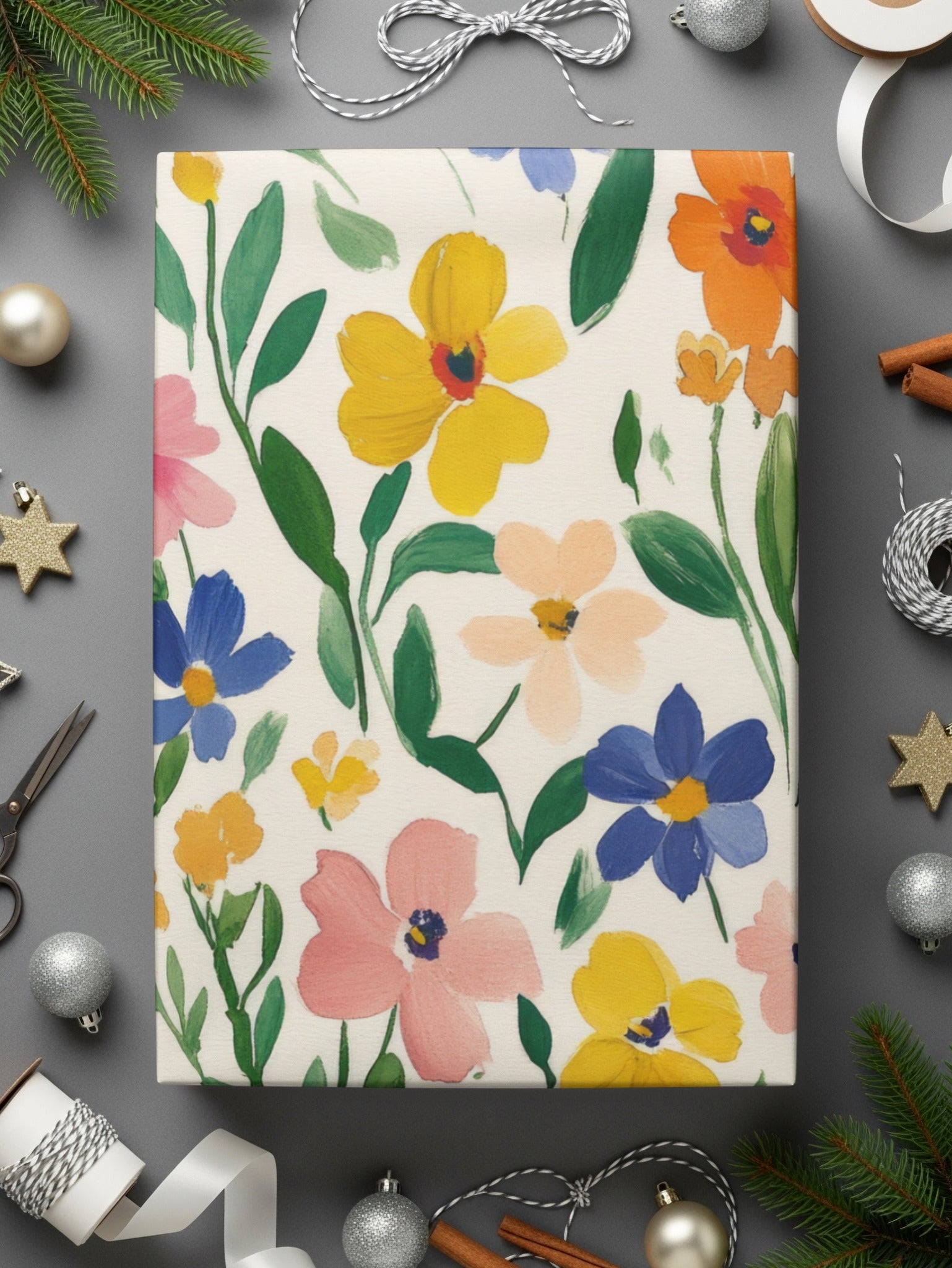 Vibrant Floral Pattern Gift Wrap for Festive Occasions