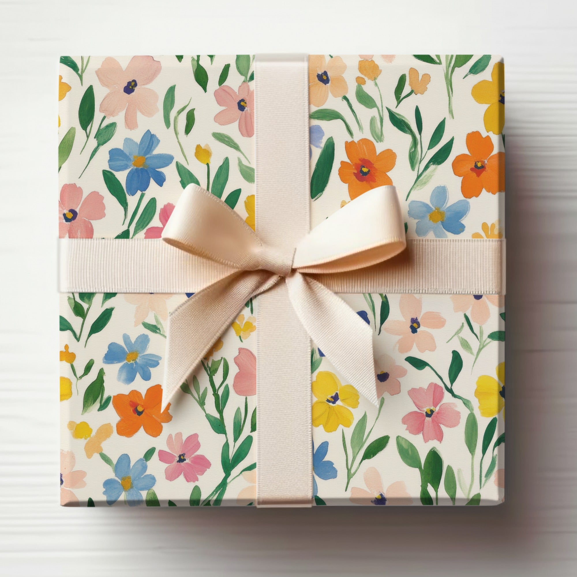 Floral Patterned Gift Box with Bow Decoration