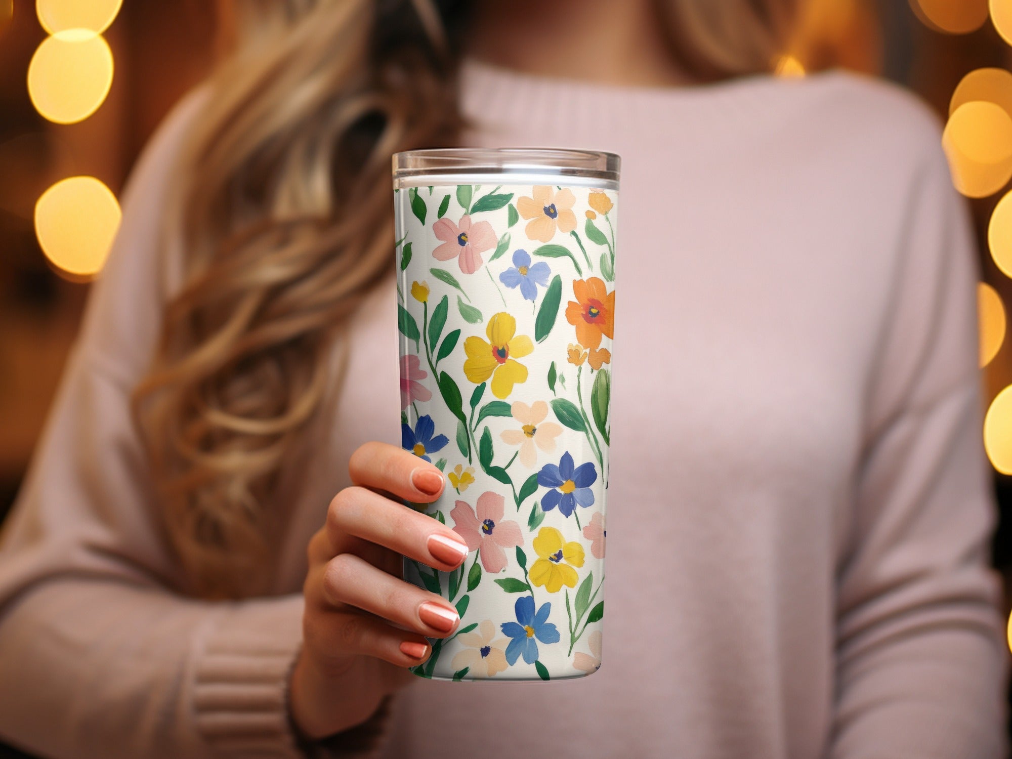 Colorful Floral Pattern Insulated Tumbler Flask Cup Product
