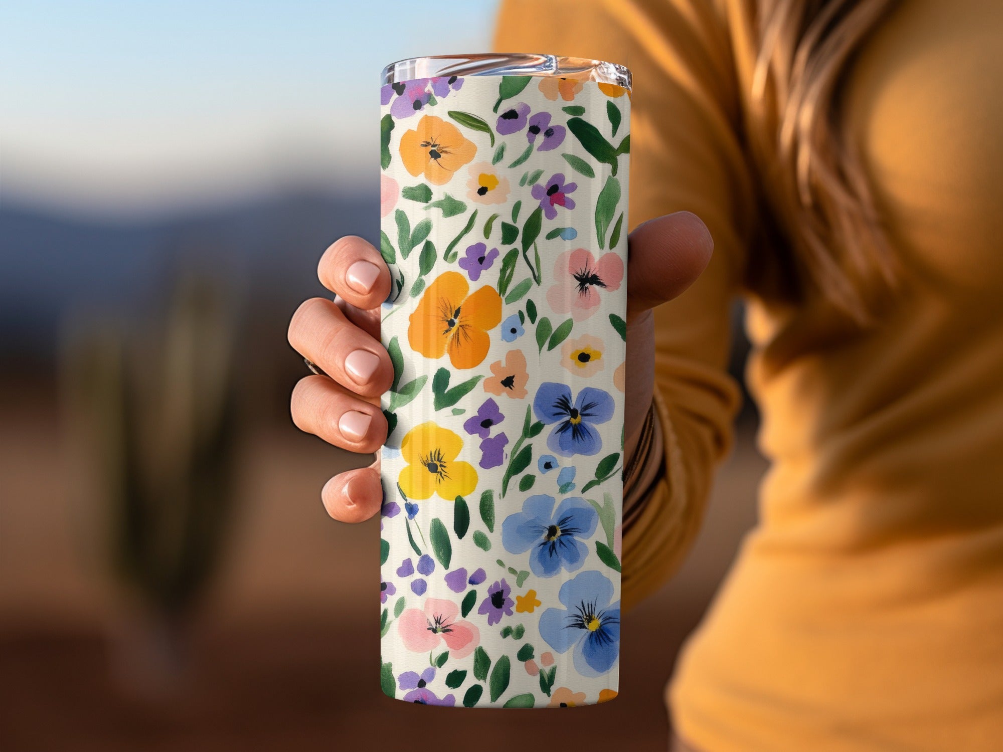 Floral Print Insulated Tumbler for Hot and Cold Drinks